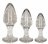 Набор из 3 серебристых анальных пробок Acrylic Goldchip Butt Plug Set 