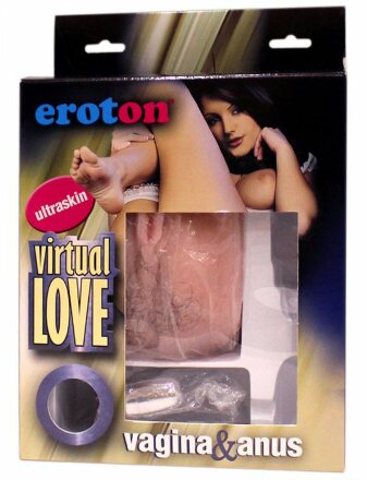 Телесный вибромастурбатор VIRTUAL LOVE с двумя рабочими отверстиями 
