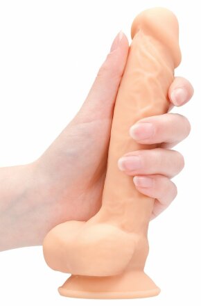 Телесный фаллоимитатор Silicone Dildo With Balls - 17,8 см. 