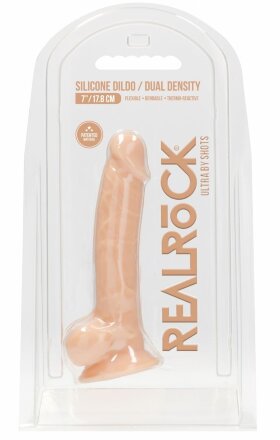 Телесный фаллоимитатор Silicone Dildo With Balls - 17,8 см. 