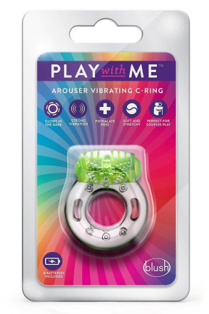 Зеленое эрекционное виброкольцо Arouser Vibrating C-Ring 