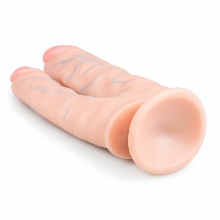 Телесный анально-вагинальный фаллоимитатор Easytoys Double Dildo - 25 см. 