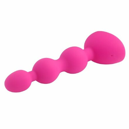 Розовый анальный вибростимулятор Anal Beads S с пультом ДУ - 14,5 см.  