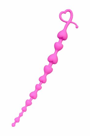 Розовая силиконовая анальная цепочка Long Sweety - 34 см. 