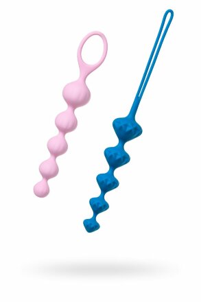 Набор из 2 цветных анальных цепочек Satisfyer Beads 