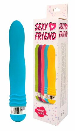 Голубой эргономичный вибратор Sexy Friend - 17,5 см. 