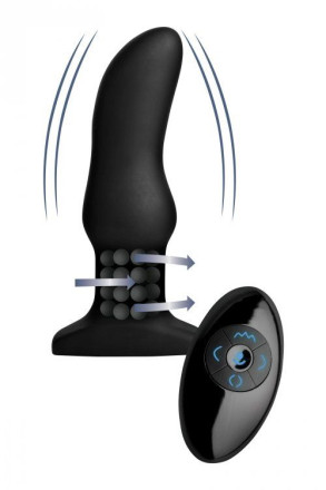 Черная вибропробка Model M Curved Rimming Plug with Remote - 15 см. 