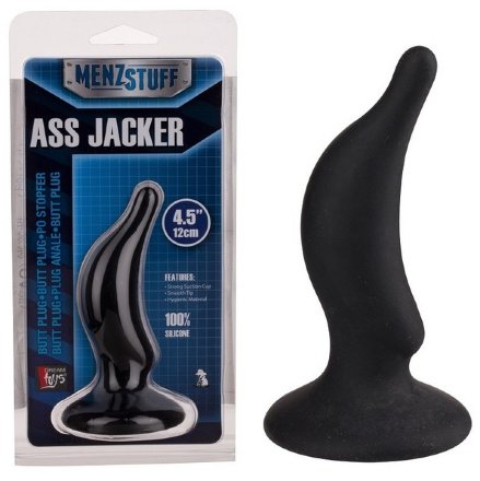 Чёрная анальная пробка ASS JACKER - 12 см. 