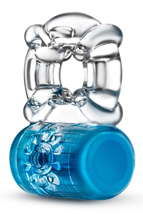 Синее эрекционное виброкольцо Pleaser Rechargeable C-Ring 