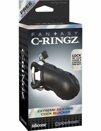 Черный замок верности Extreme Silicone Cock Blocker 