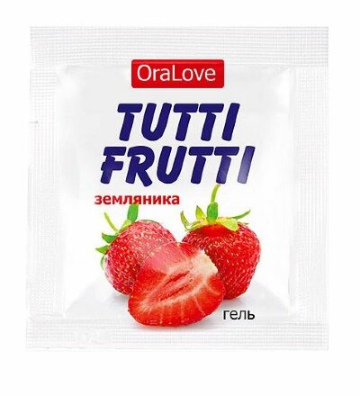 Пробник гель-смазки Tutti-frutti с земляничным вкусом - 4 гр. 