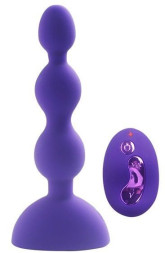 Фиолетовый анальный вибростимулятор Anal Beads S с пультом ДУ - 14,5 см. 