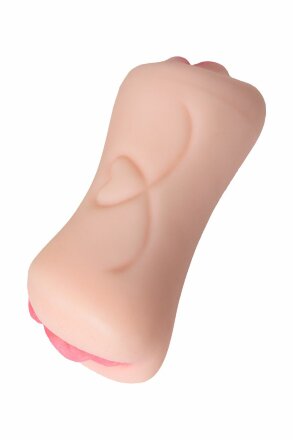 Телесный двусторонний мастурбатор Pretty Mouth - ротик и вагина  