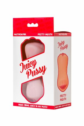 Телесный двусторонний мастурбатор Pretty Mouth - ротик и вагина  