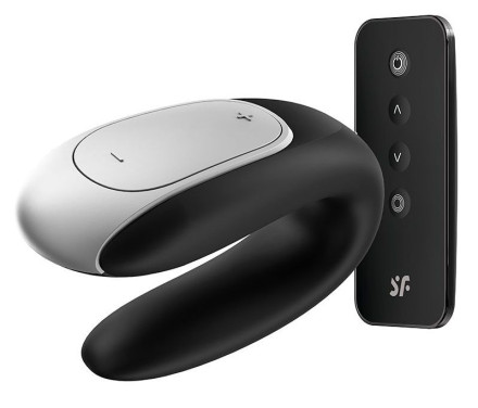 Чёрный вибромассажёр для пар Satisfyer Double Fun 