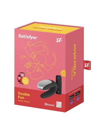 Чёрный вибромассажёр для пар Satisfyer Double Fun 