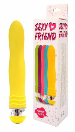 Желтый эргономичный вибратор Sexy Friend - 17,5 см. 