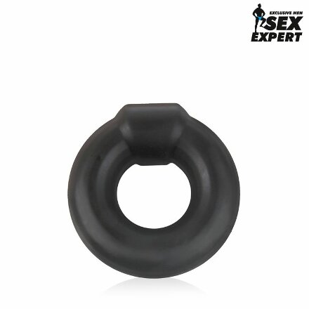Черное силиконовое круглое эрекционное кольцо Sex Expert 