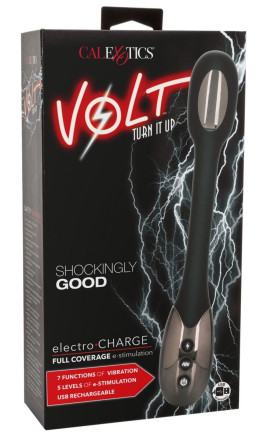 Черный гибкий вибромассажер с электростимуляцией Electro-Charge - 23,5 см. 