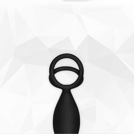 Черный стимулятор простаты с эрекционным кольцом Combo Double Cockring Plug 