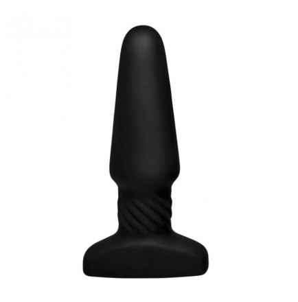 Черная анальная пробка Slim R Smooth Rimming Plug with Remote - 14 см. 