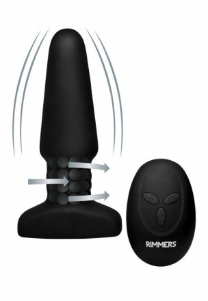 Черная анальная пробка Slim R Smooth Rimming Plug with Remote - 14 см. 