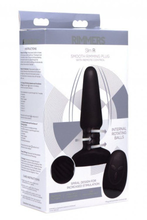 Черная анальная пробка Slim R Smooth Rimming Plug with Remote - 14 см. 