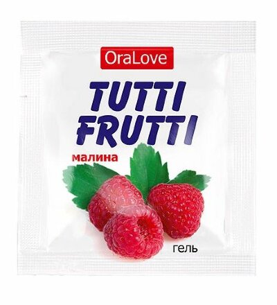 Пробник гель-смазки Tutti-frutti с малиновым вкусом - 4 гр. 