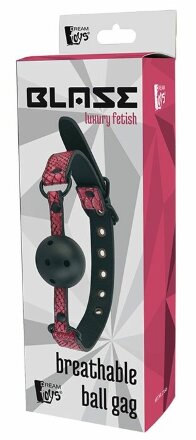 Черно-розовый кляп-шарик с отверстиями BALL GAG 