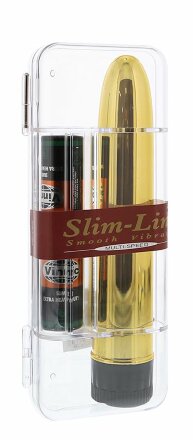 Золотистый классический вибратор с идеально гладкой поверхностью SLIM-LINE VIBRATOR GOLD - 17 см. 