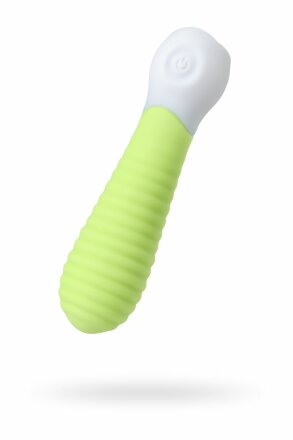 Лаймовый мини-вибратор S-HANDE MINI 2 с ребрами - 11,8 см. 