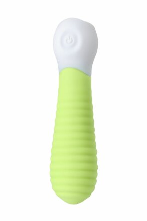 Лаймовый мини-вибратор S-HANDE MINI 2 с ребрами - 11,8 см. 
