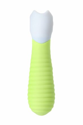 Лаймовый мини-вибратор S-HANDE MINI 2 с ребрами - 11,8 см. 