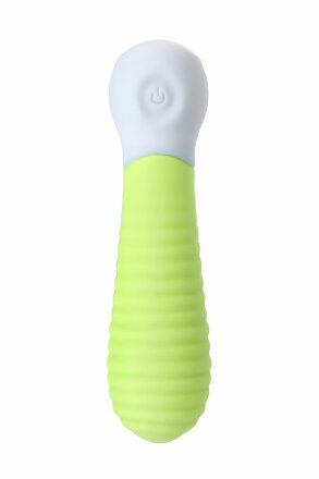 Лаймовый мини-вибратор S-HANDE MINI 2 с ребрами - 11,8 см. 
