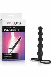 Насадка на пенис для двойного проникновения Silicone Beaded Double Rider - 14 см.