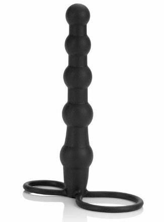 Насадка на пенис для двойного проникновения Silicone Beaded Double Rider - 14 см. 