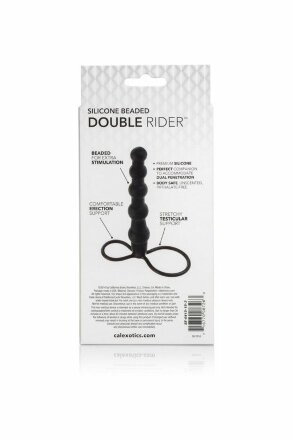 Насадка на пенис для двойного проникновения Silicone Beaded Double Rider - 14 см. 