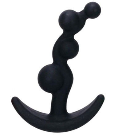 Чёрный анальный стимулятор с шариками Smiling Butt Plug - 8,9 см. 
