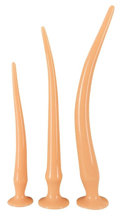 Набор из 3 телесных удлиненных анальных пробок Super Long Flexible Butt Plug Set 