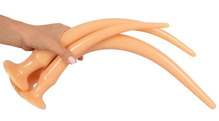 Набор из 3 телесных удлиненных анальных пробок Super Long Flexible Butt Plug Set 