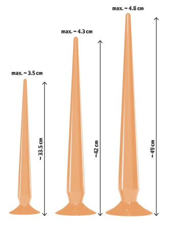 Набор из 3 телесных удлиненных анальных пробок Super Long Flexible Butt Plug Set 