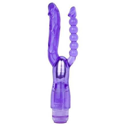 Фиолетовый анально-вагинальный вибратор Extreme Dual Vibrator - 25 см. 