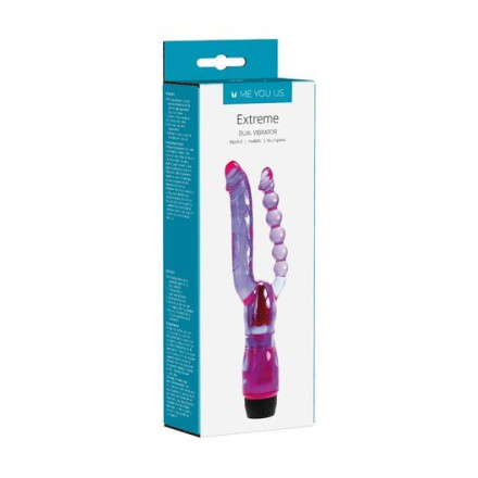Фиолетовый анально-вагинальный вибратор Extreme Dual Vibrator - 25 см. 