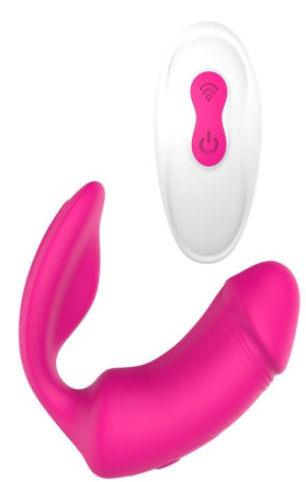 Ярко-розовый вибратор с клиторальной стимуляцией Remote Duo Pleaser 
