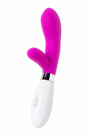 Розовый силиконовый вибратор с клиторальным стимулятором A-Toys Mady - 20,4 см. 