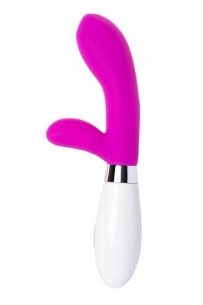 Розовый силиконовый вибратор с клиторальным стимулятором A-Toys Mady - 20,4 см. 
