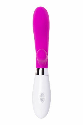Розовый силиконовый вибратор с клиторальным стимулятором A-Toys Mady - 20,4 см. 