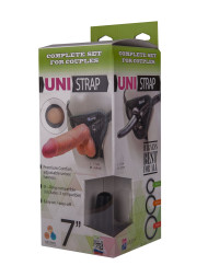Страпон-унисекс с двумя насадками UNI strap 7&quot; Harness - 19 и 12 см.