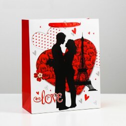 Подарочный пакет &quot;Романтичная пара Love&quot; - 32 х 26 см.