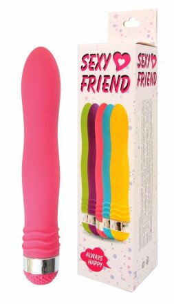 Розовый эргономичный вибратор Sexy Friend - 17,5 см. 